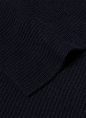 Cashmere Ribbed Scarf in Navy