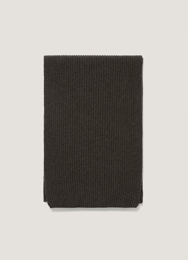 Cashmere Ribbed Scarf in Dark Green