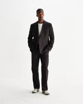 Aston Dark Brown Wool Pinstripe Trousers