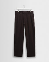 Aston - Dark Brown Wool Pinstripe Trousers