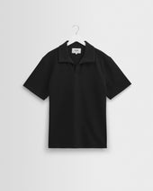 Atwood - Black Textured Organic Cotton Polo Shirt