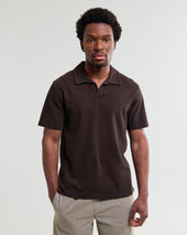 Atwood Dark Brown Textured Organic Cotton Polo Shirt
