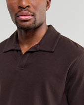 Atwood Dark Brown Textured Organic Cotton Polo Shirt
