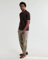 Atwood Dark Brown Textured Organic Cotton Polo Shirt
