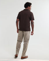 Atwood Dark Brown Textured Organic Cotton Polo Shirt