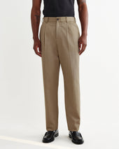 Aubyn Beige Cotton Tencel Twill Relaxed Fit Trousers
