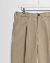 Aubyn Beige Cotton Tencel Twill Relaxed Fit Trousers