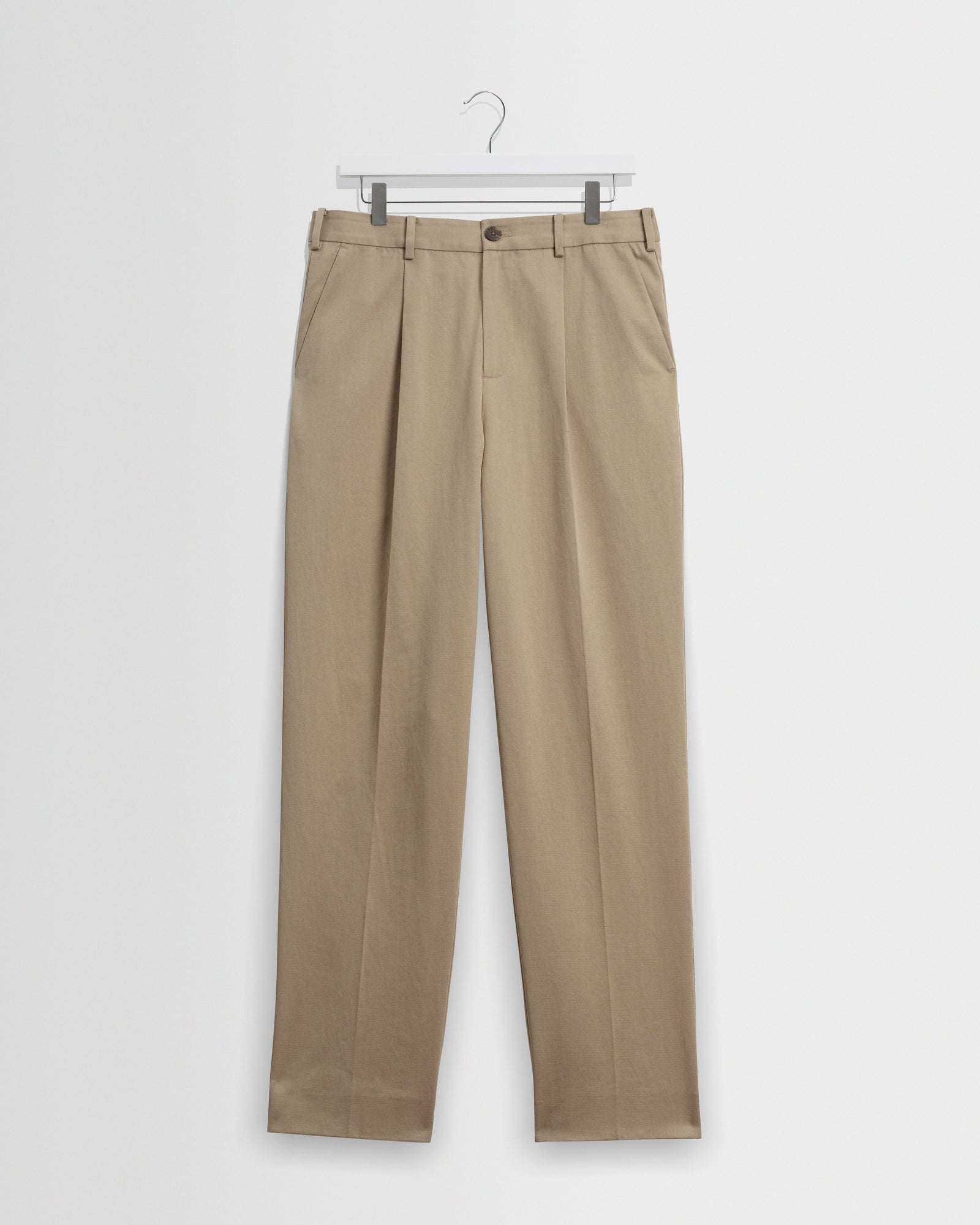 Aubyn Beige Cotton Tencel Twill Relaxed Fit Trousers