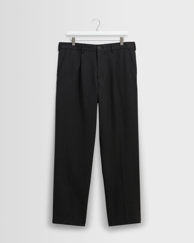 Aubyn - Charcoal Wool Blend Twill Pleated Trousers
