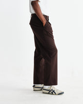 Aubyn Dark Brown Wool Blend Twill Pleated Trousers