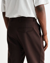 Aubyn Dark Brown Wool Blend Twill Pleated Trousers