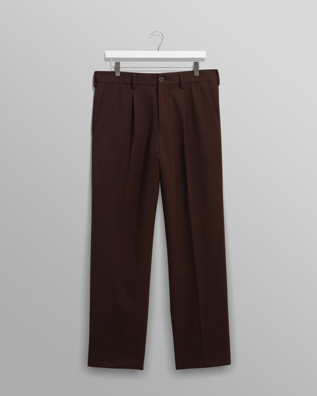 Aubyn - Dark Brown Wool Blend Twill Pleated Trousers
