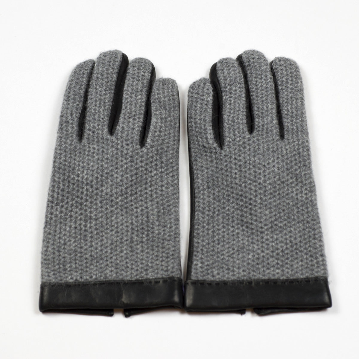 Nappa And Grey Cashmere Knit Gloves Cashmere Lined