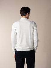 Ivory Zipper Polo Basket Weave
