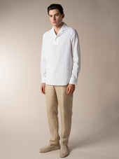 White Seersucker Pop-over Shirt