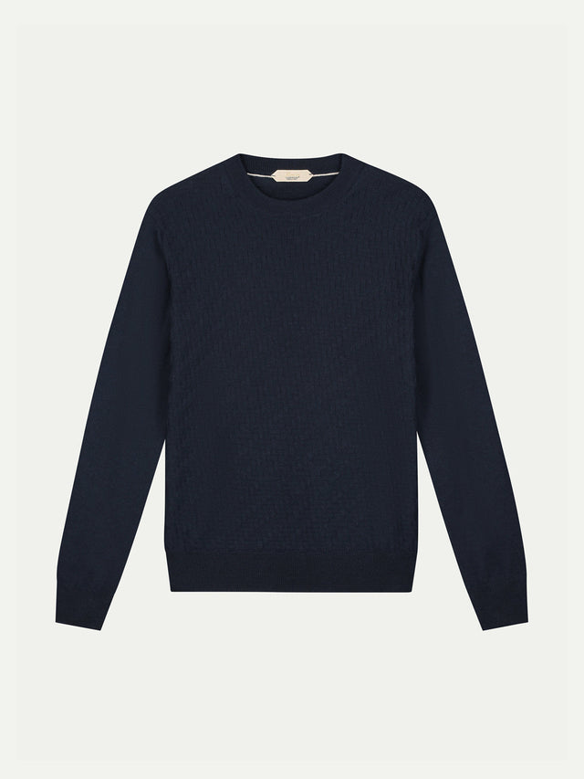 Navy City Crew Basket Weave
