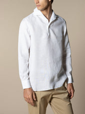 White Linen Pop-over Shirt