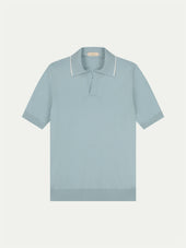 Shortsleeve Buttonless Polo Blue Turquoise