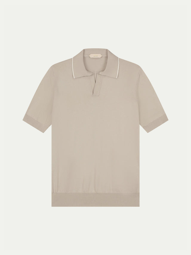 Shortsleeve Buttonless Polo Greige
