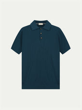 Shortsleeve Ribbed Knitted Polo Sea Green