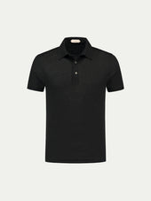 Black Linen Polo Shirt