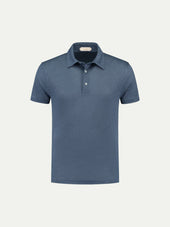 Steel Blue Linen Polo Shirt
