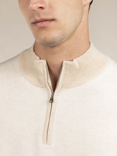 Light Beige Jaquard Zipper Sweater
