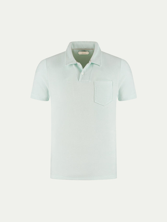 Light Aqua Terry Towelling Polo Shirt