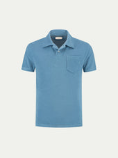 Sapphire Blue Terry Towelling Polo Shirt