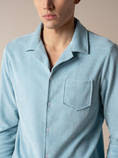Blue Turquoise Terry Towelling Resort Shirt
