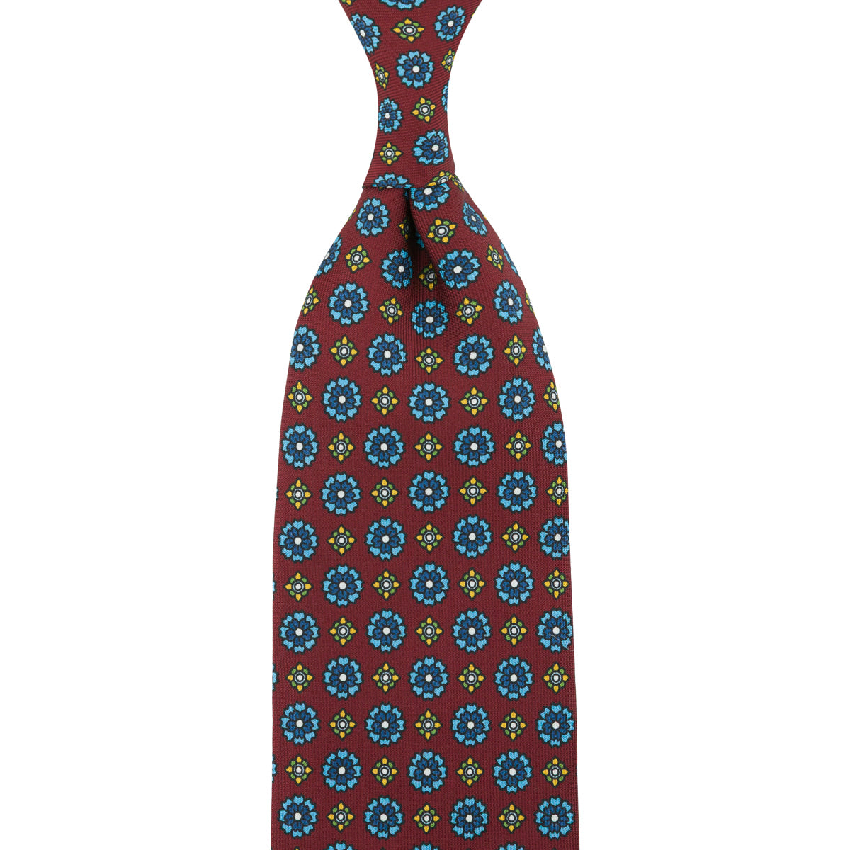 Floral Printed Silk Tie Cherry Hand Rolled