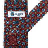 Floral Printed Silk Tie Cherry Hand Rolled