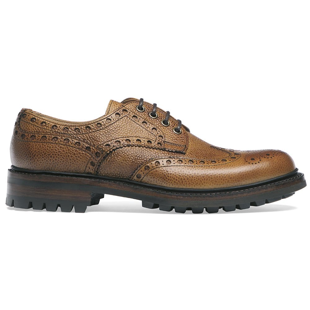 Avon C Derby Brogue In Almond Grain Leather