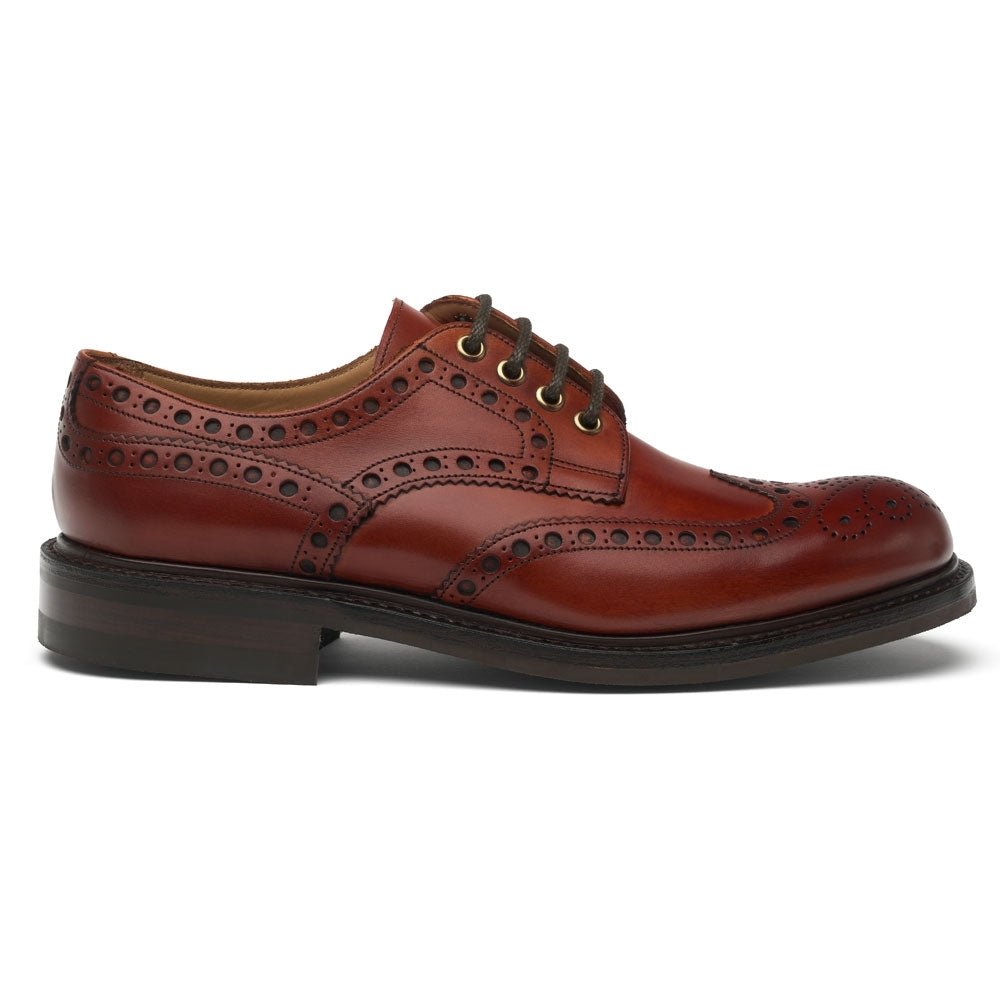 Avon R Derby Brogue In Dark Leaf Calf Leather