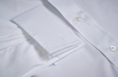 Classic Fit Plain Poplin Double Cuff Bank Collar Shirt In