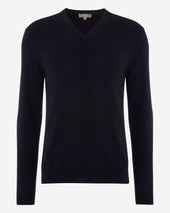 Men's Burlington V Neck Cashmere Jumper Navy Blue