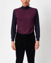 And Burgundy Herringbone Mock Neck