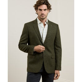 Ennis Tweed Blazer Moss Green Herringbone | Magee 1866