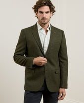 Ennis Tweed Blazer Moss Green Herringbone | Magee 1866