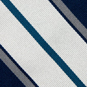 Repp Stripe Silk Tie White Grey Hand Rolled