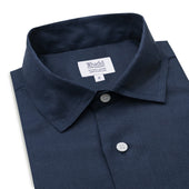 Casual Fit Plain Linen Button Cuff Shirt In
