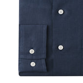 Casual Fit Plain Linen Button Cuff Shirt In