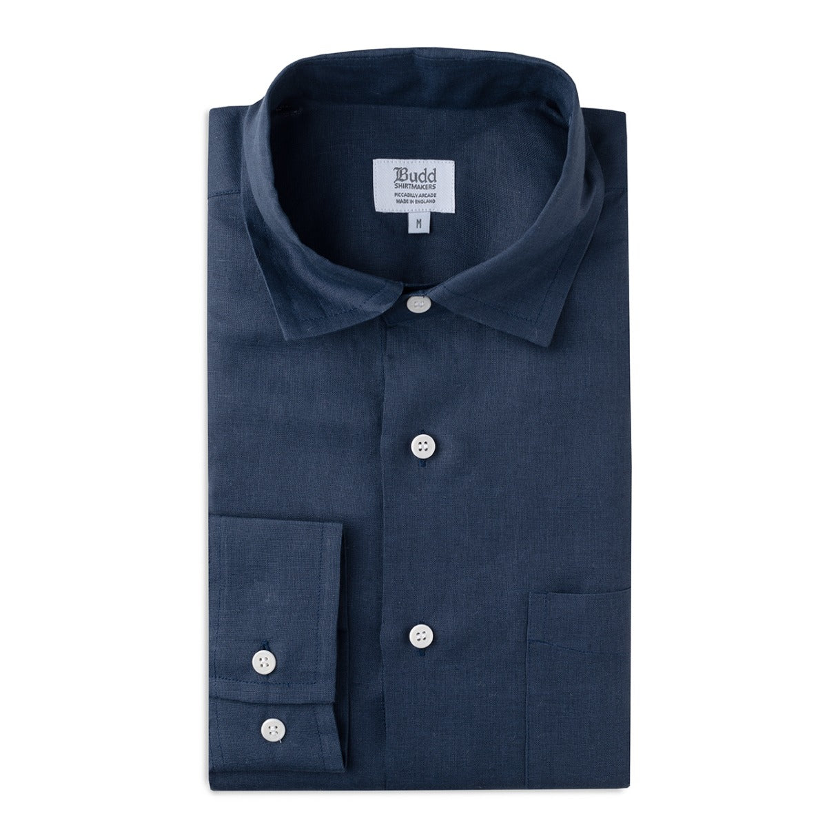 Casual Fit Plain Linen Button Cuff Shirt In