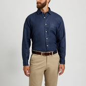 Casual Fit Plain Linen Button Cuff Shirt In