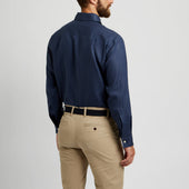 Casual Fit Plain Linen Button Cuff Shirt In