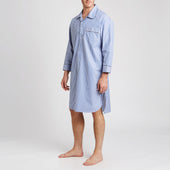 Exclusive Budd Stripe Cotton Nightshirt in Edwardian Blue