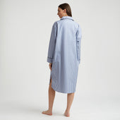 Exclusive Budd Stripe Cotton Nightshirt in Edwardian Blue