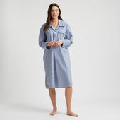 Exclusive Budd Stripe Cotton Nightshirt in Edwardian Blue