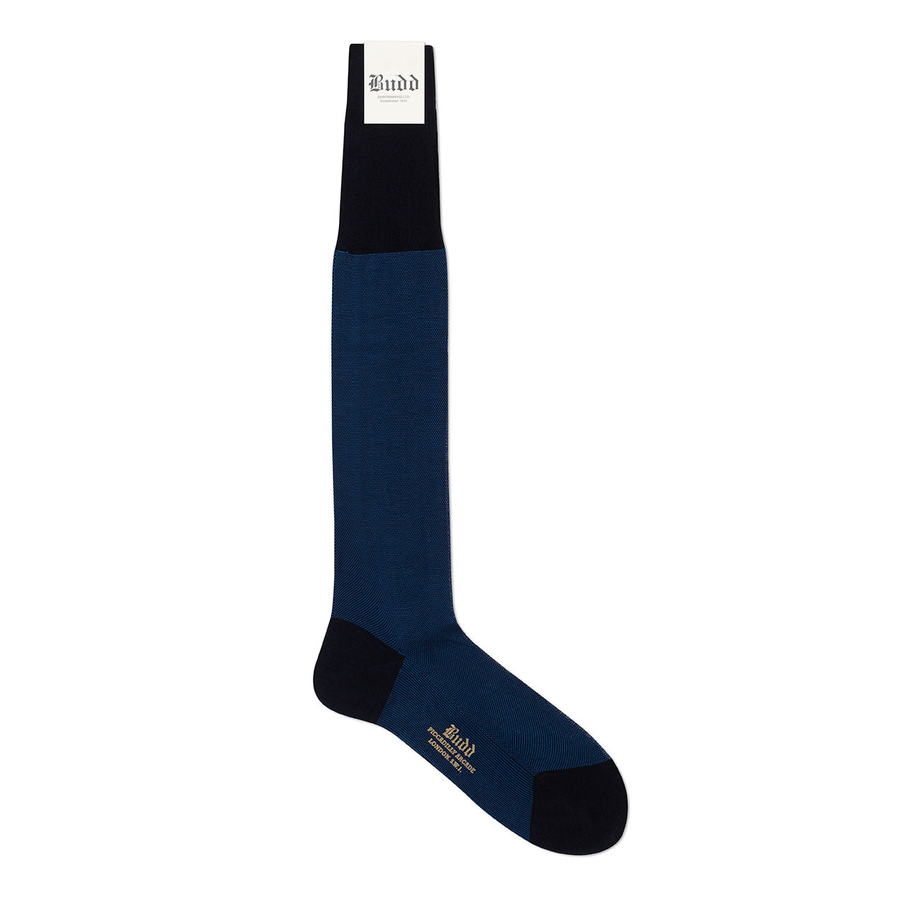 Birdseye Cotton Long Socks In And Cobalt