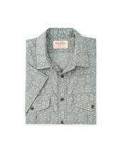 Washed Short Sleeve Feather Cloth Shirt - Khaki Print